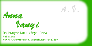 anna vanyi business card